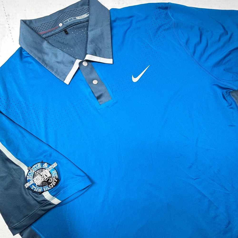 Nike Tiger Woods Performance Dri Fit Golf Polo Shirt Large Hootie Blowfish EUC